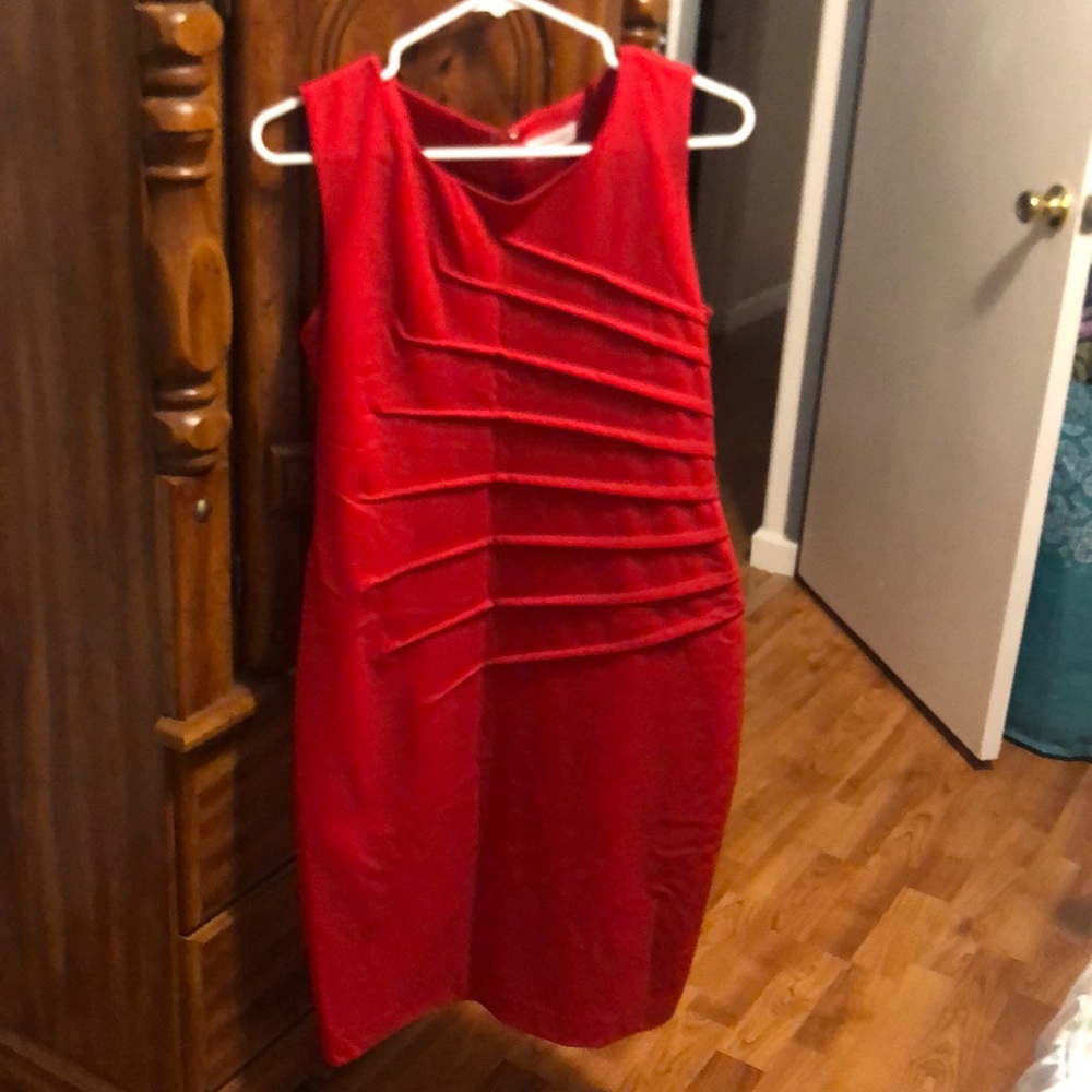 Red sheath dress